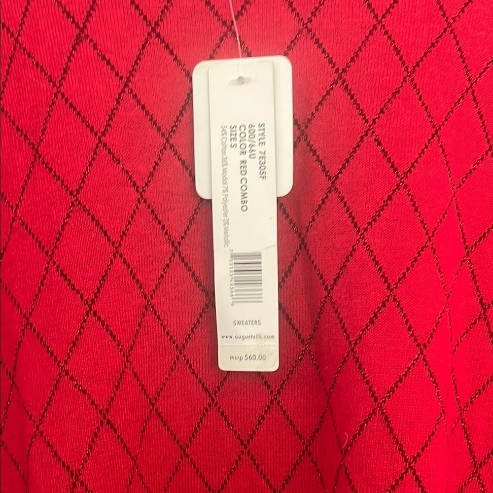 August Silk Red Diamond Pattern Top - Picture 2 of 4